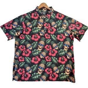 Deolax Golf Polo Shirt Mens 3XL Floral Skulls Performance Geometric Flex Stretch